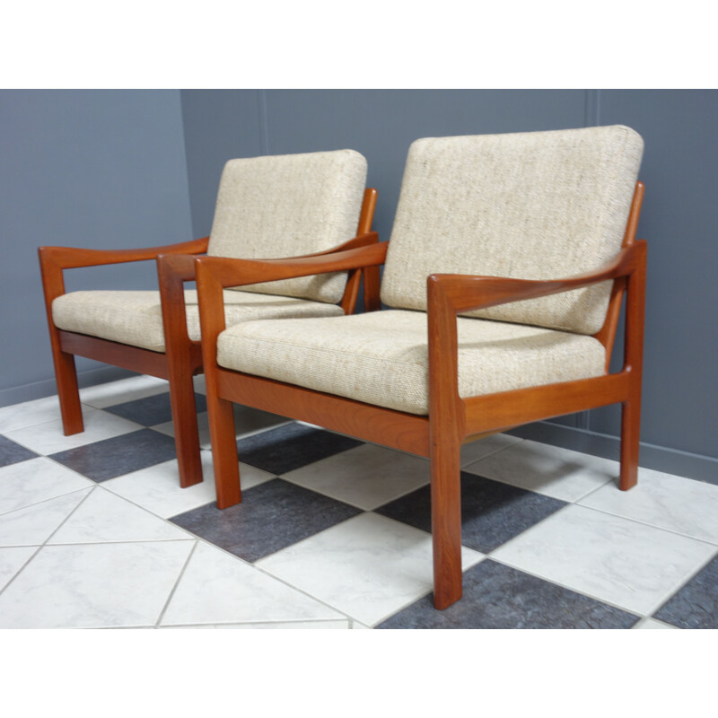 Pair of vintage armchairs for Niels Eilersen by Illum Wikkelso Denmark 1960