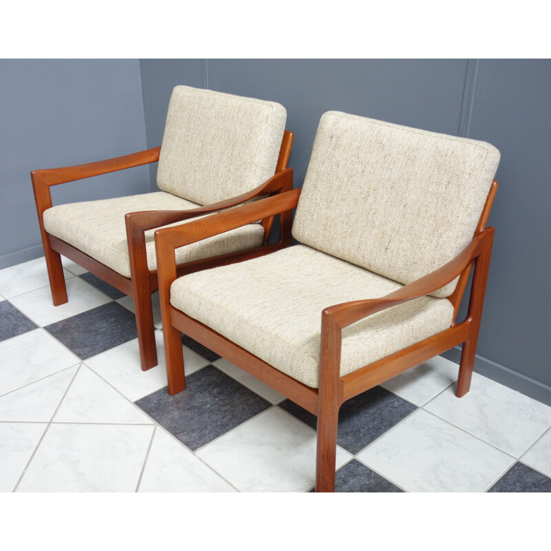 Pair of vintage armchairs for Niels Eilersen by Illum Wikkelso Denmark 1960