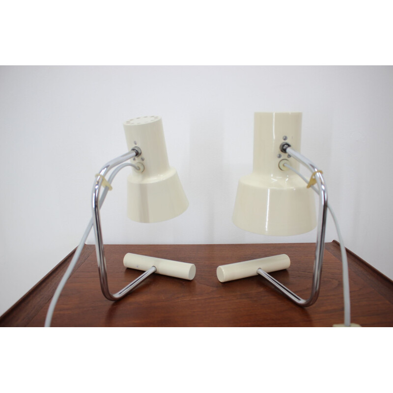 Pair of vintage beige table lamps by Josef Hůrka for Napako, Czechoslovakia 1970