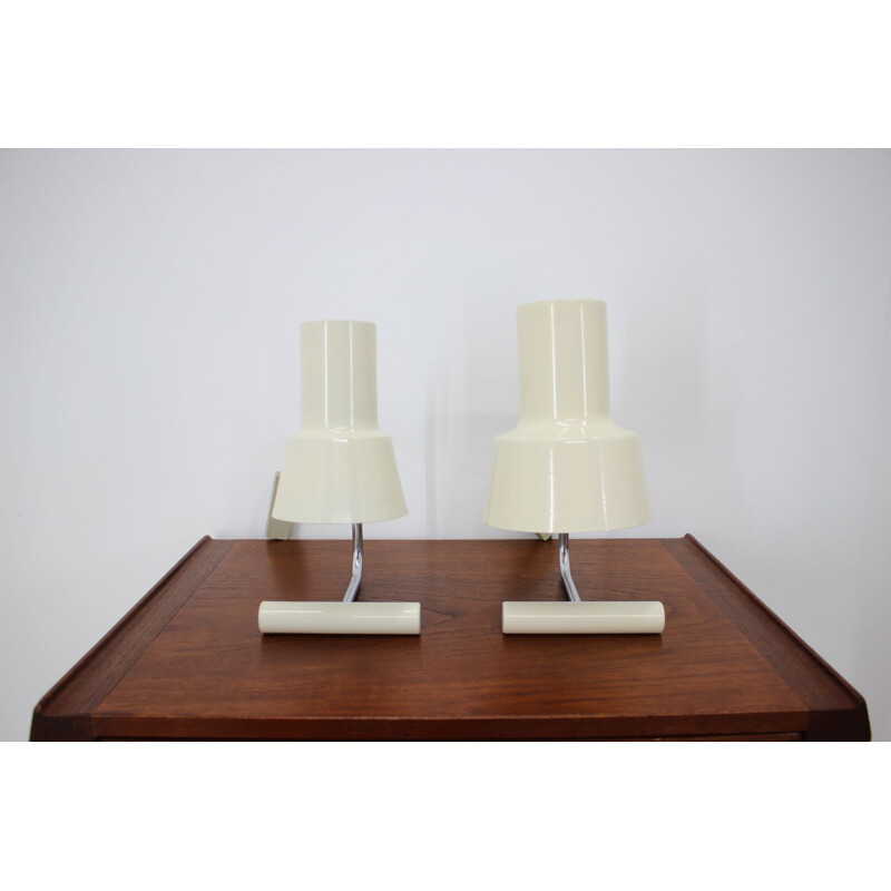 Pair of vintage beige table lamps by Josef Hůrka for Napako, Czechoslovakia 1970