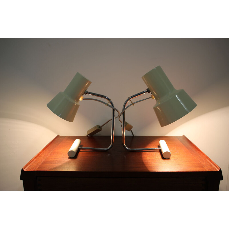 Pair of vintage beige table lamps by Josef Hůrka for Napako, Czechoslovakia 1970