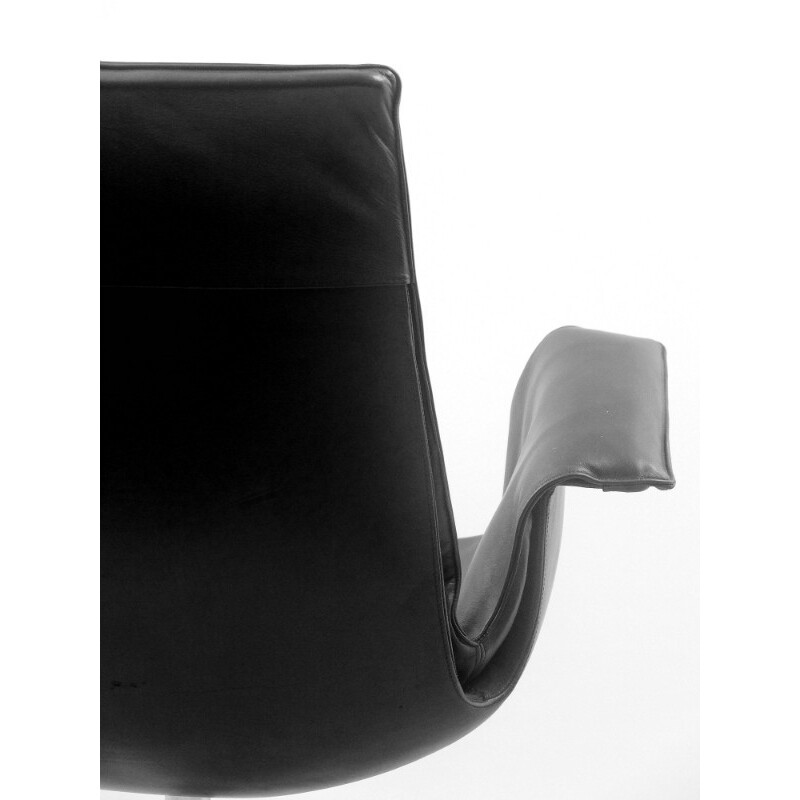 Walter Knoll "tulipe 6772" armchair in aluminum and black leather, Preben FABRICIUS and Jorge KASTHOLM - 1960s