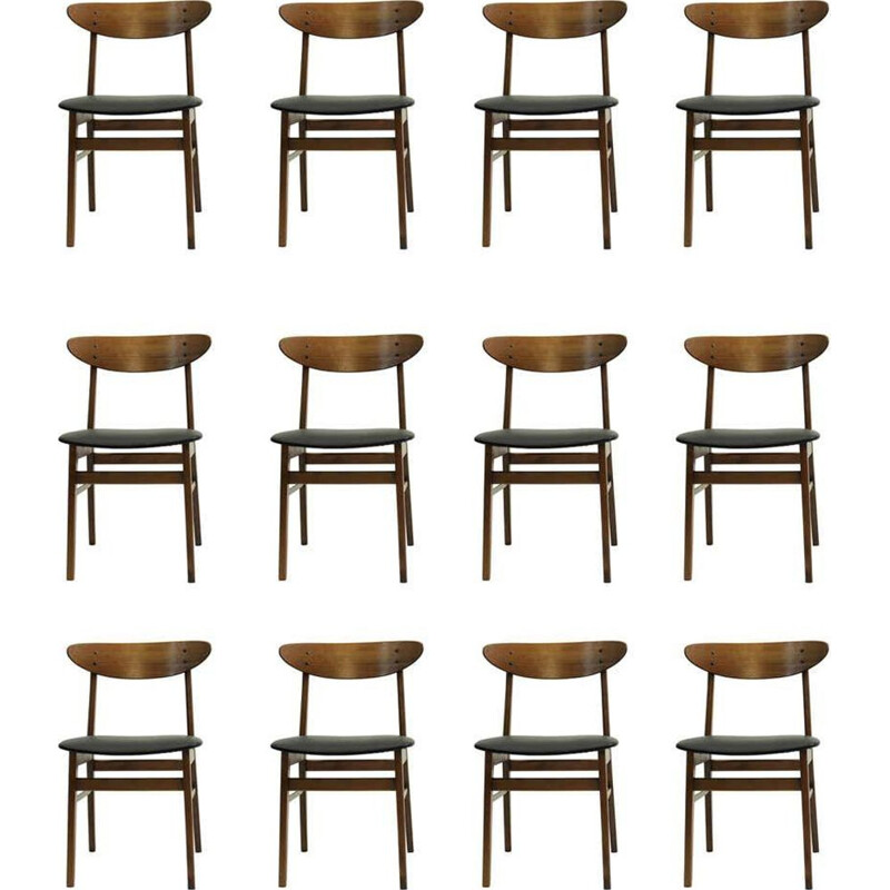 Set of  vintage12 dining chairs, model 100 1960s