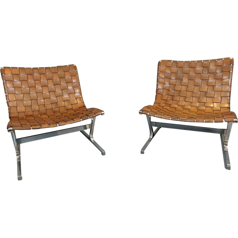 Paire de chaises longues vintage  par Ross Littell italiennes