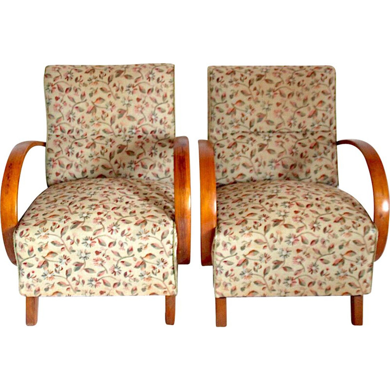 Set of 2 vintage armchairs designed by Jindřich Halabala, 1950s