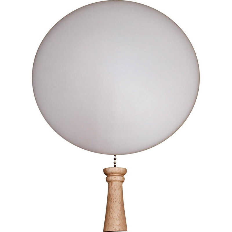 Vintage wall lamp in solid wood and opaline Scandinavian design