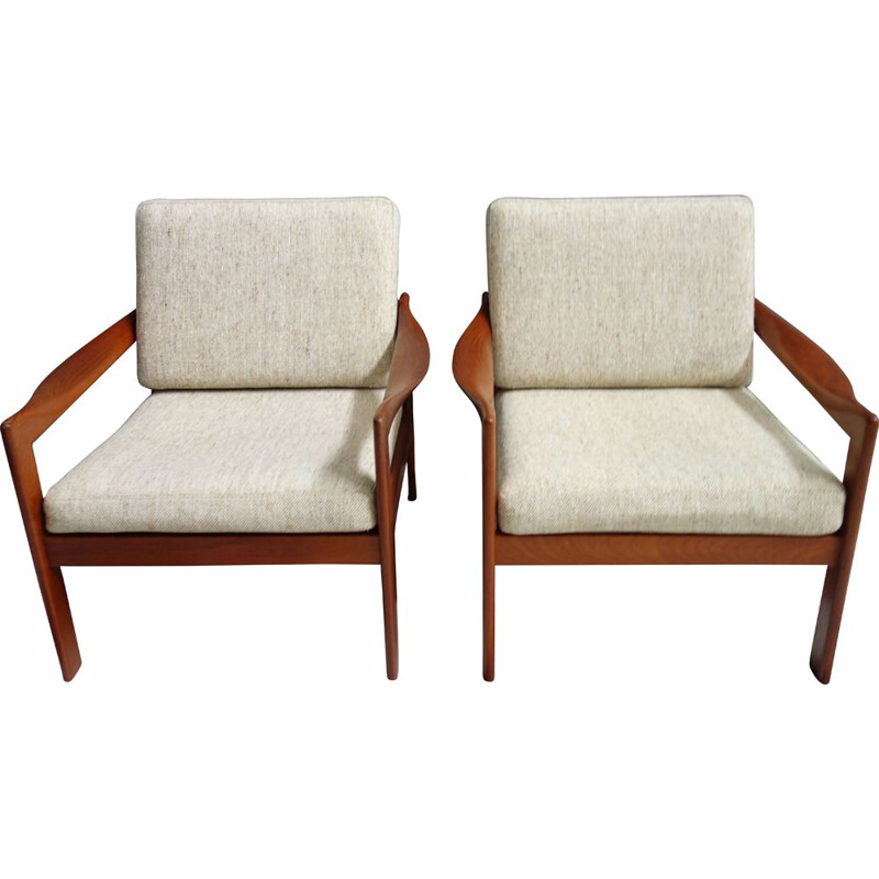 Pair of vintage armchairs for Niels Eilersen by Illum Wikkelso Denmark 1960