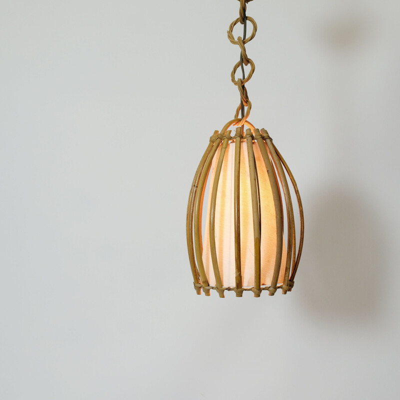 Vintage rattan hanging lamp 1960