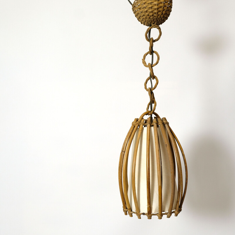 Vintage rattan hanging lamp 1960