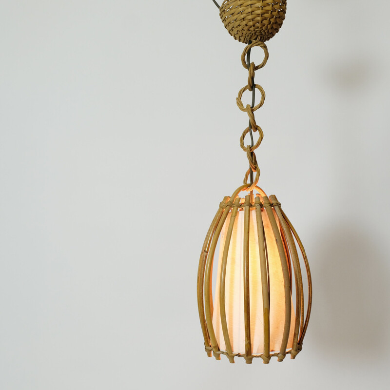 Vintage rattan hanging lamp 1960