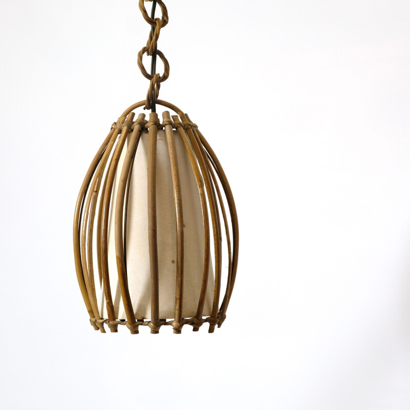 Vintage rattan hanging lamp 1960