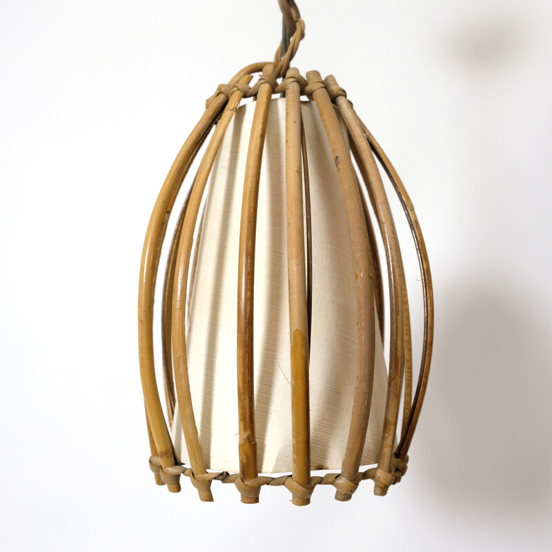 Vintage rattan hanging lamp 1960