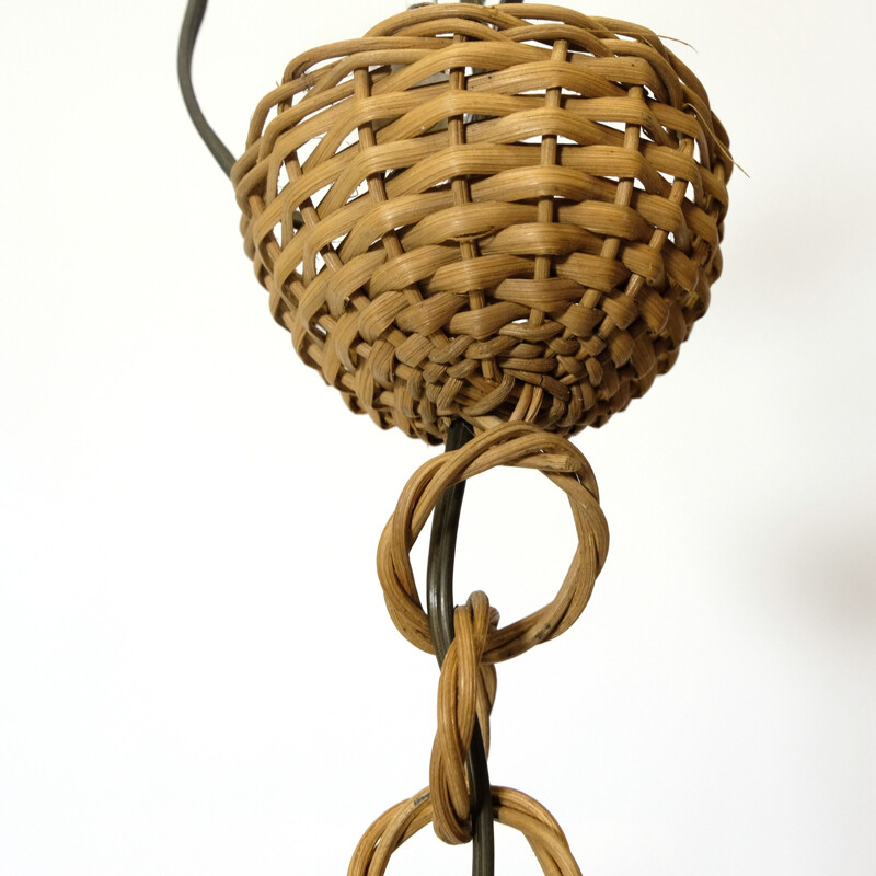 Vintage rattan hanging lamp 1960