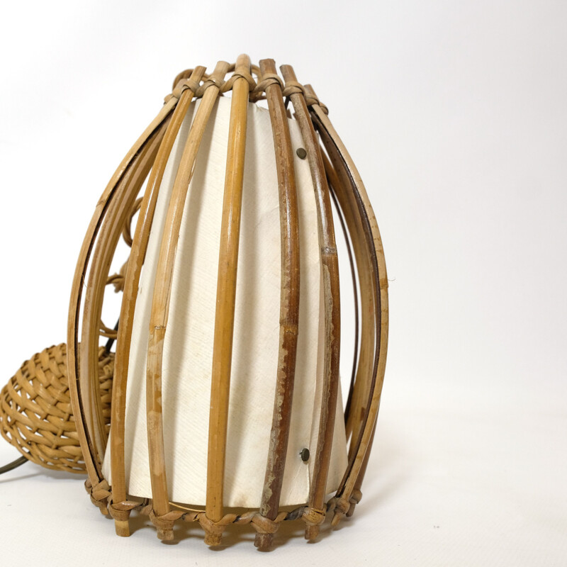 Vintage rattan hanging lamp 1960