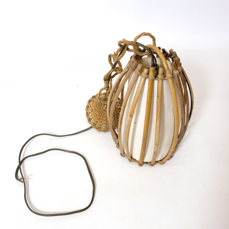 Vintage rattan hanging lamp 1960