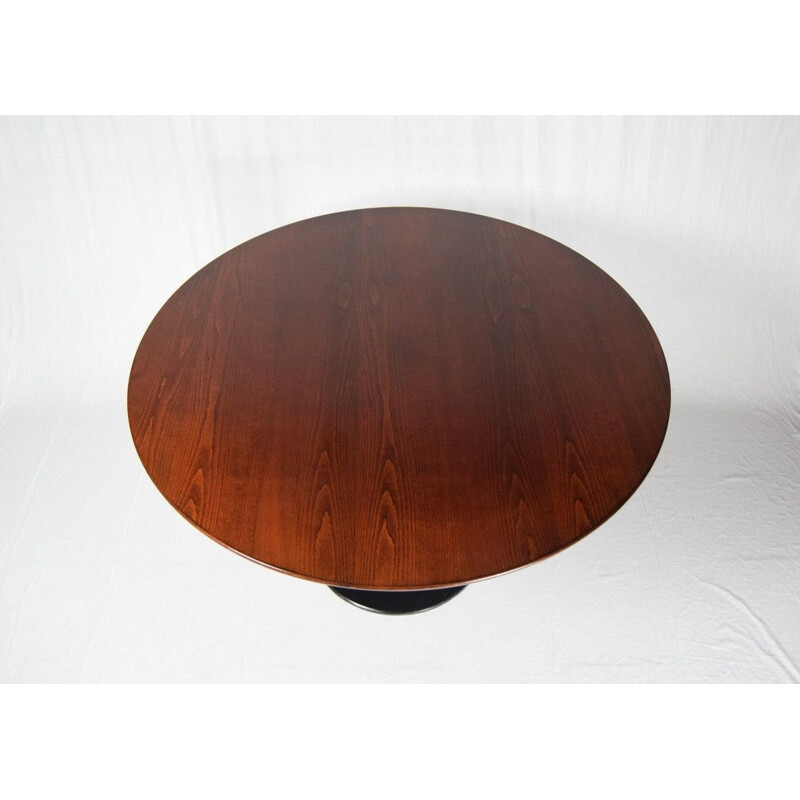 Vintage Beech Round Dining Table, Czechoslovakia 1970s