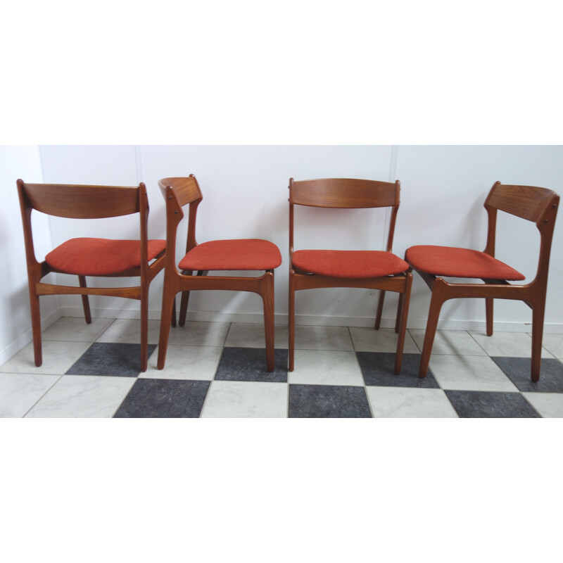 Ensemble de 4 chaises Vintage en teck pour O.D. Mobler Erik Buch Denmark 1960