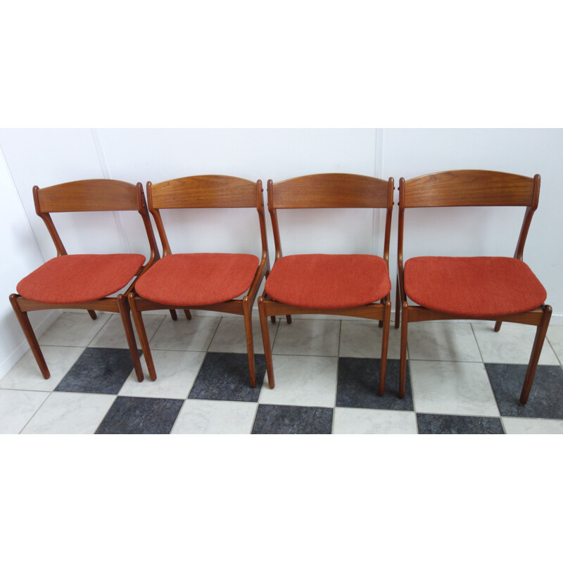 Set oif 4 Vintage Teak chairs for O.D. Mobler Erik Buch Denmark 1960s