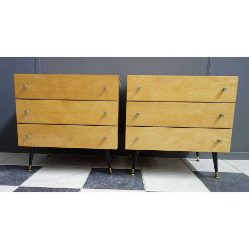 Pair of vintage bedside night tables 1960s