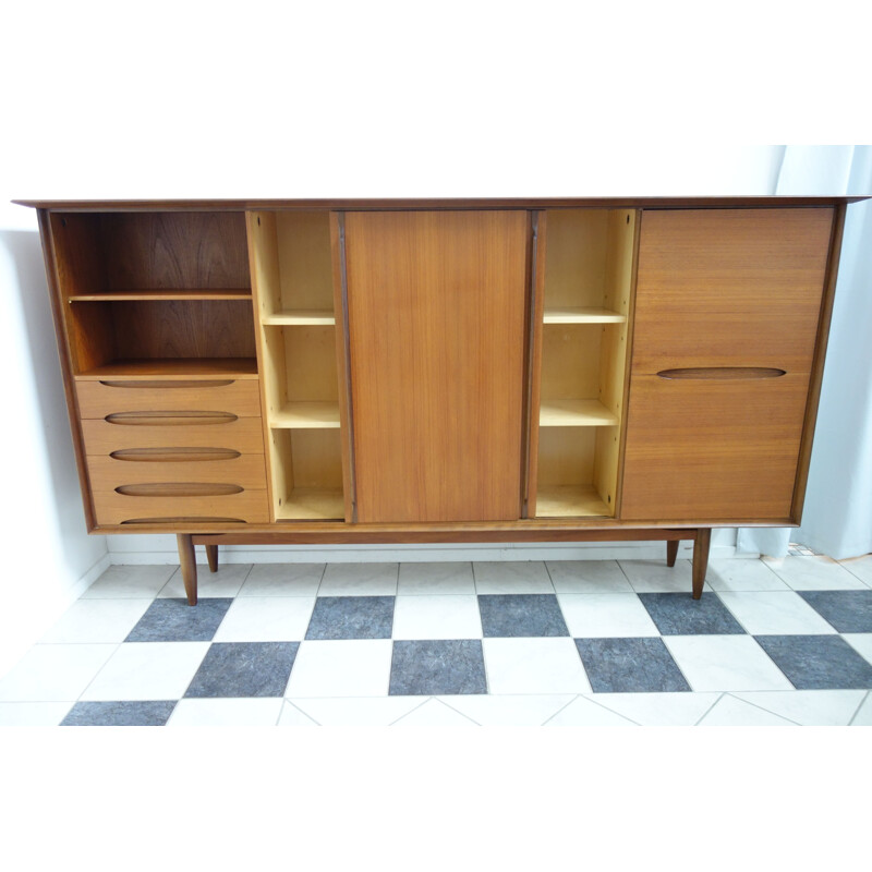 Highboard vintage XL en teck par Hilker 1960