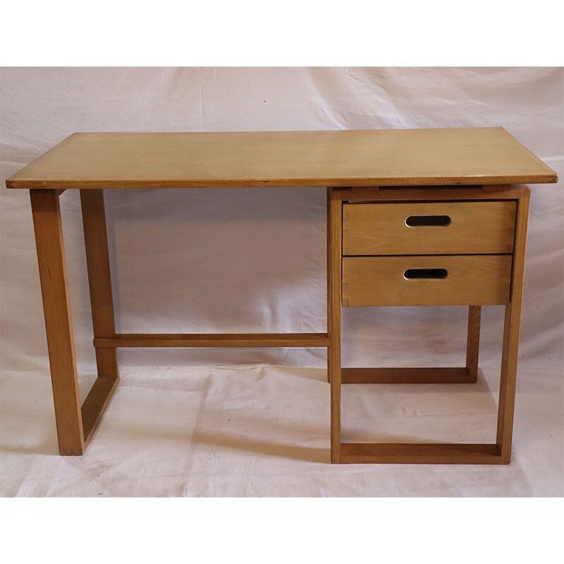 Vintage wooden desk and chair 1960