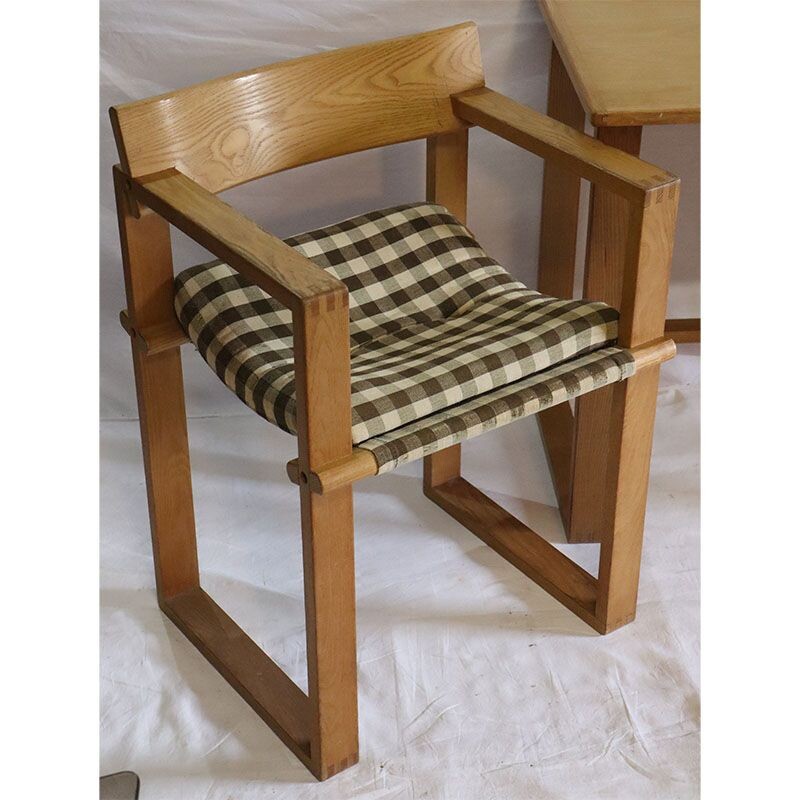 Bureau et chaise vintage en bois 1960