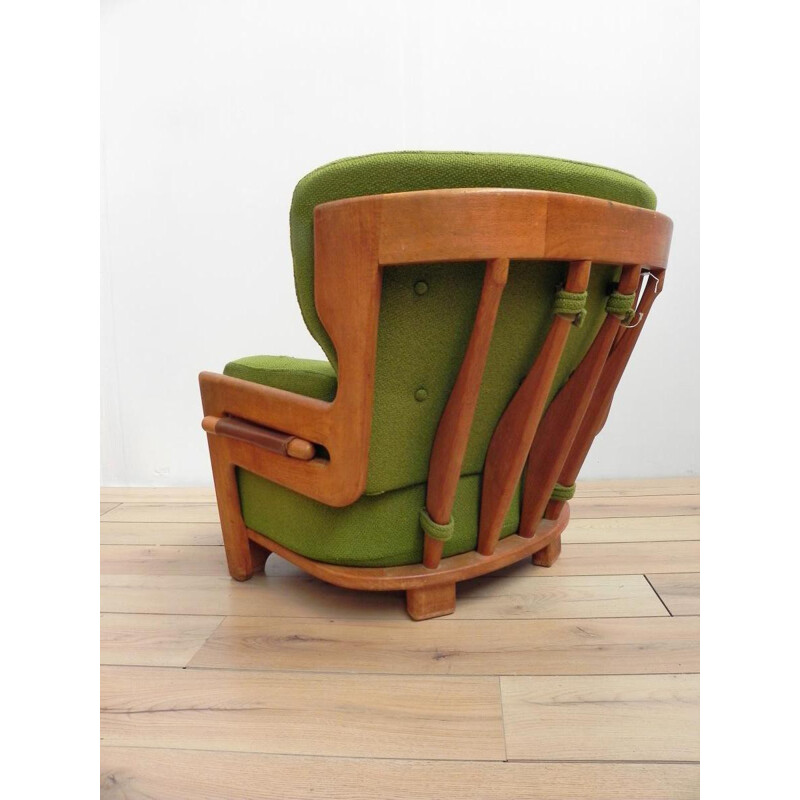 Paire de fauteuils "Denis" Votre Maison en tissu orange et vert, GUILLERME & CHAMBRON - 1970