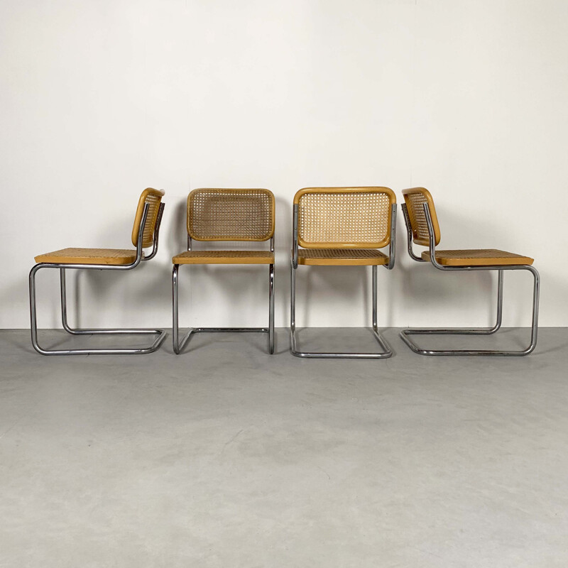 Set of 4 vintage B32 Cesca Chairs by Marcel Breuer for Gavina, 1970s