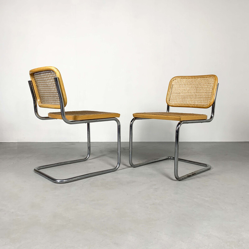 Set of 4 vintage B32 Cesca Chairs by Marcel Breuer for Gavina, 1970s