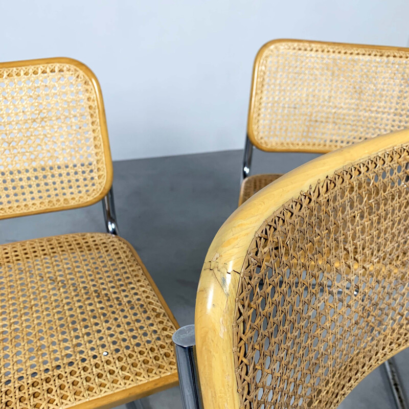 Set of 4 vintage B32 Cesca Chairs by Marcel Breuer for Gavina, 1970s