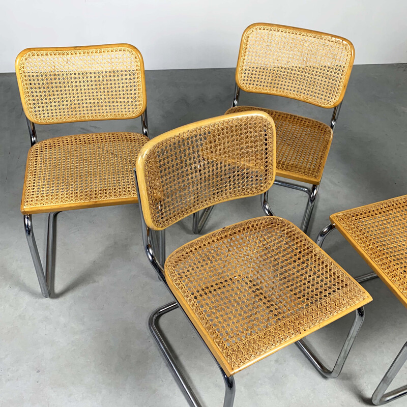 Set of 4 vintage B32 Cesca Chairs by Marcel Breuer for Gavina, 1970s