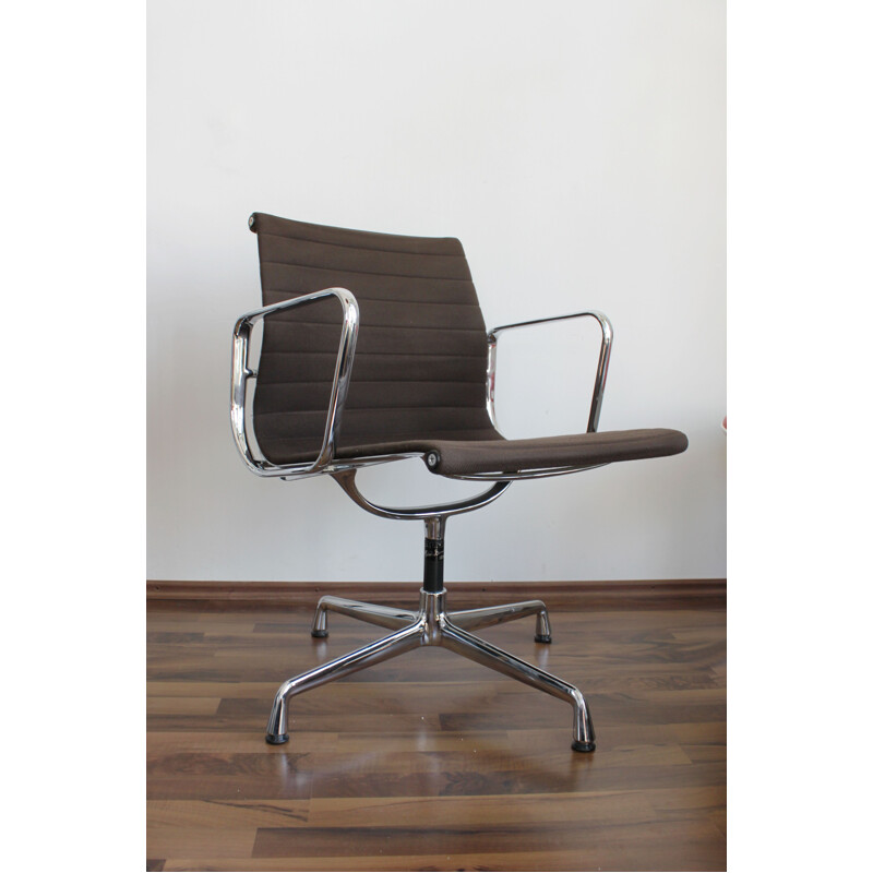 Vintage Alu Chair EA 108 Hopsak brown Chrom Vitra Eames