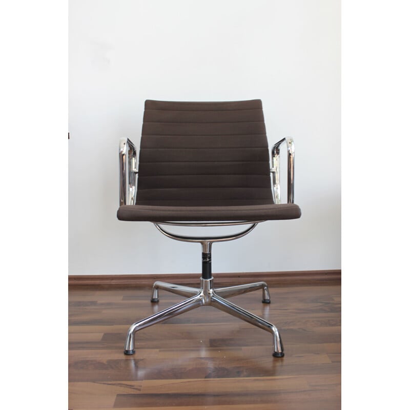 Vintage Alu Chair EA 108 Hopsak brown Chrom Vitra Eames