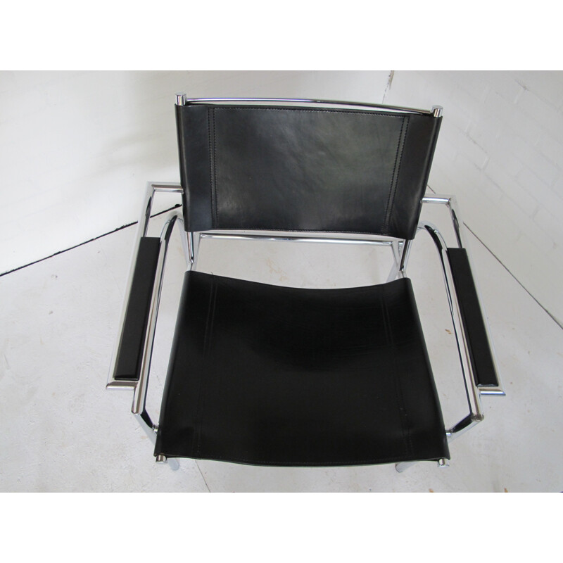 Pair of Leolux armchairs in chrome steel and leather, Gerard VOLLENBROCK - 1980s