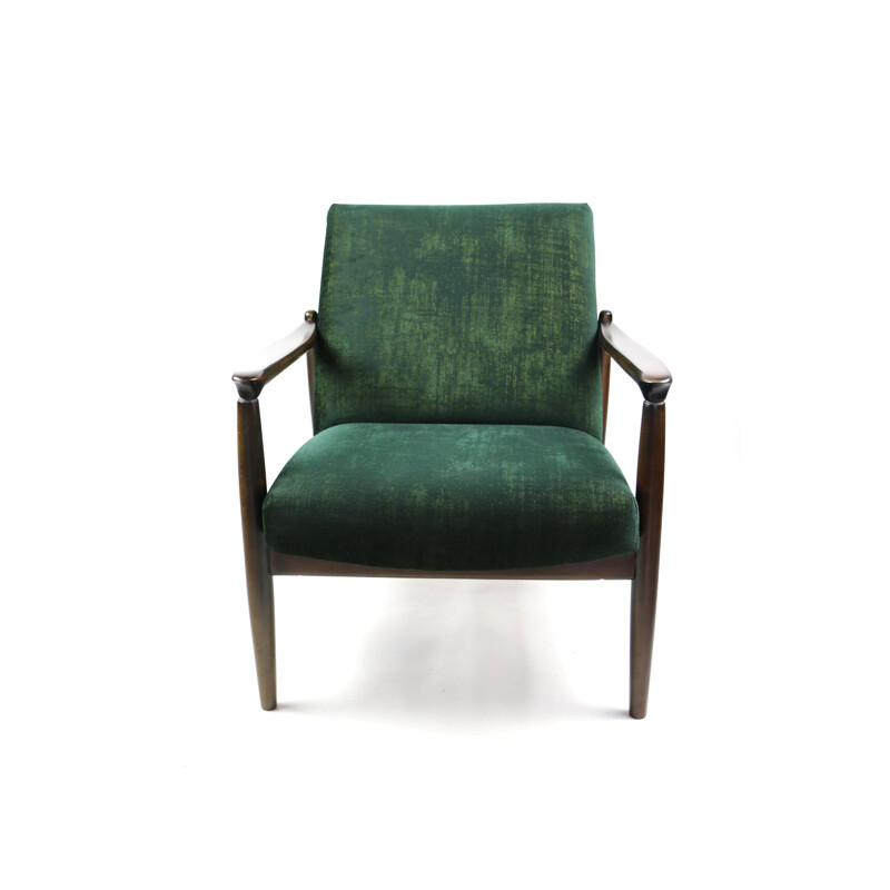 Vintage Green Gold Velvet Armchair by Edmund Homa, 1970s