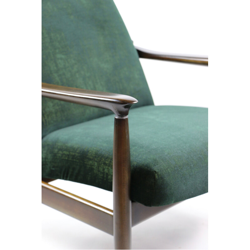 Vintage Green Gold Velvet Armchair by Edmund Homa, 1970s