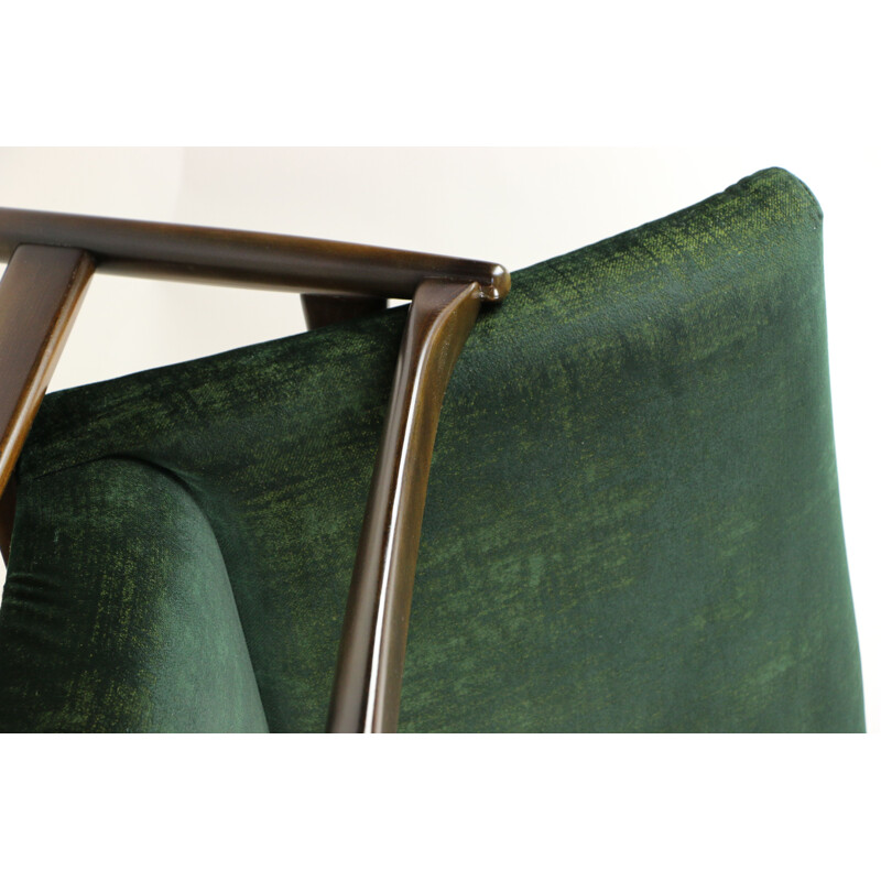 Vintage Green Gold Velvet Armchair by Edmund Homa, 1970s