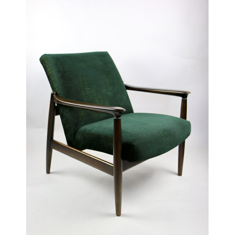 Vintage Green Gold Velvet Armchair by Edmund Homa, 1970s