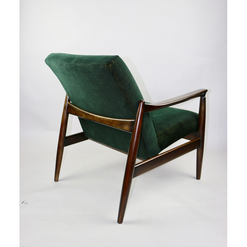 Vintage Green Gold Velvet Armchair by Edmund Homa, 1970s