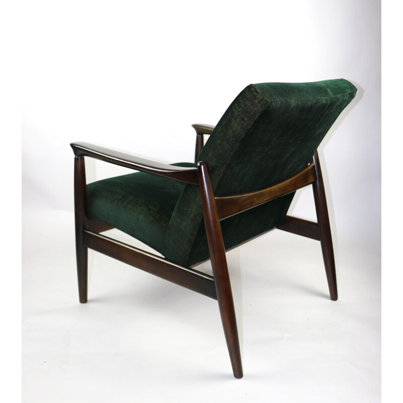 Vintage Green Gold Velvet Armchair by Edmund Homa, 1970s