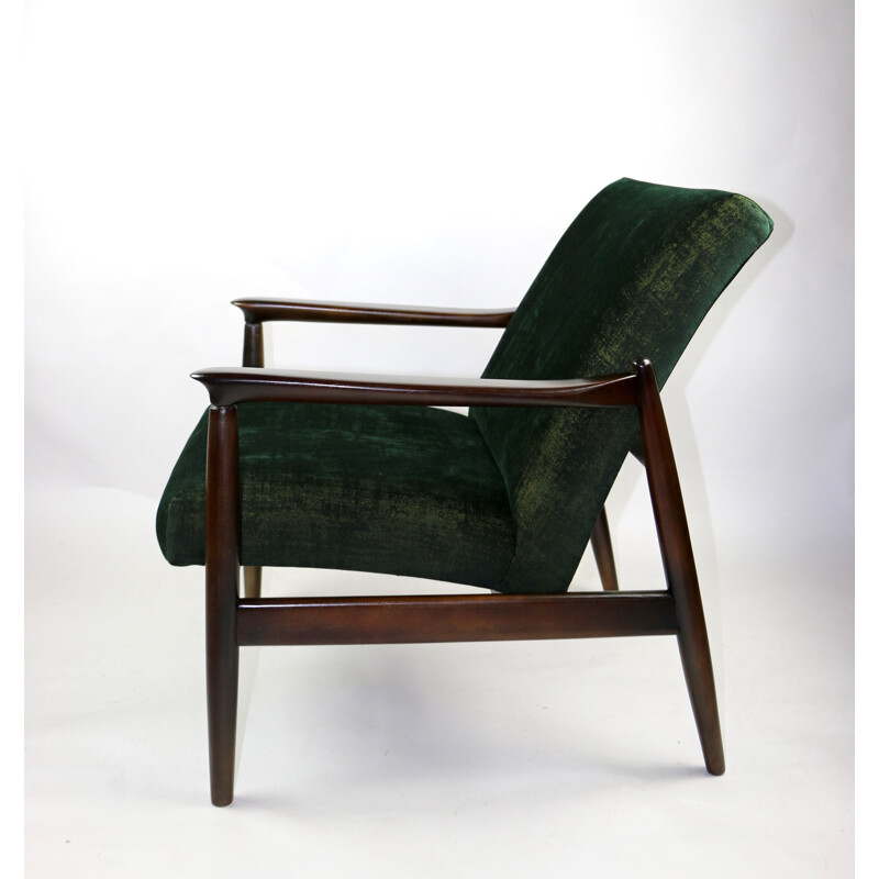 Vintage Green Gold Velvet Armchair by Edmund Homa, 1970s