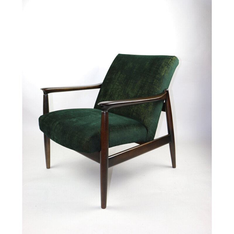 Vintage Green Gold Velvet Armchair by Edmund Homa, 1970s