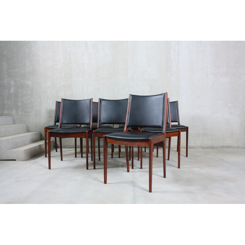Ensemble de 8 chaises vintage en palissandre par Johannes Andersen pour Uldum Møbelfabrik 1960