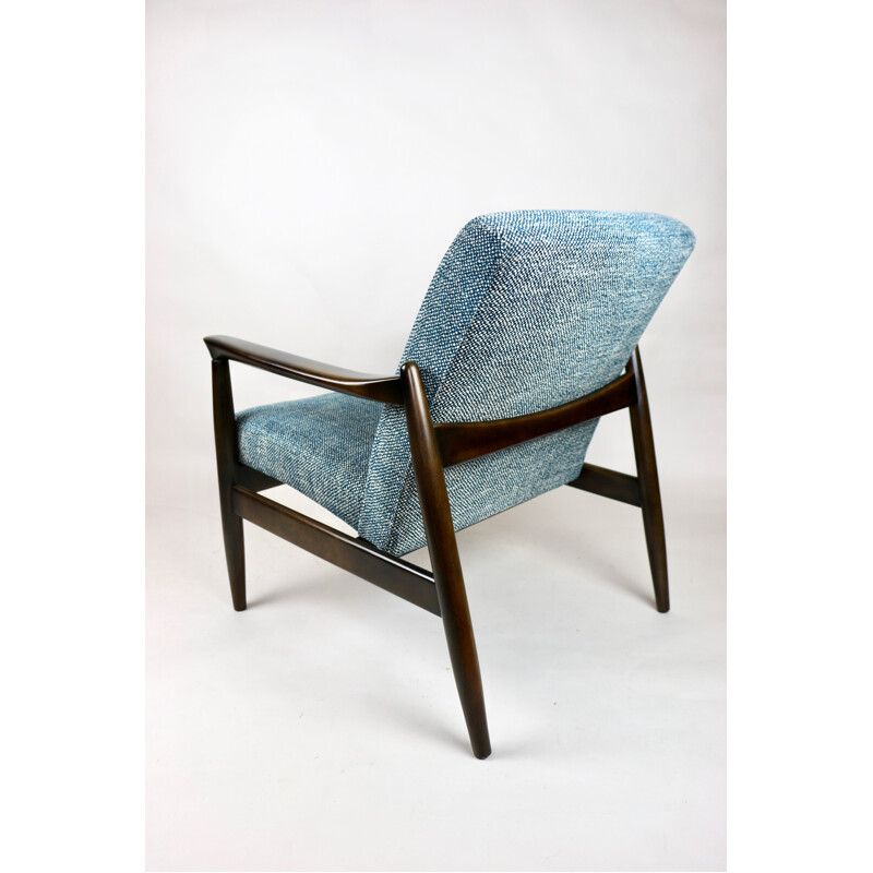 Fauteuil Vintage Blue Marine en tissu naturel par Edmund Homa 1970