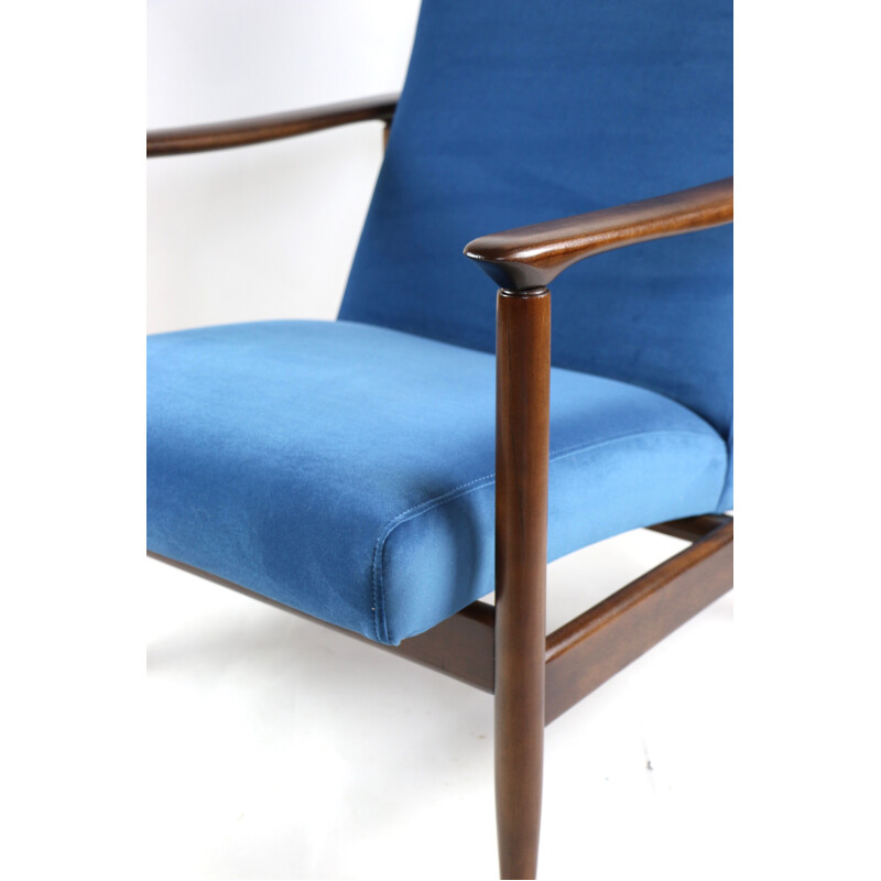 Vintage Blue Marine Armchair by Edmund Homa, 1970s