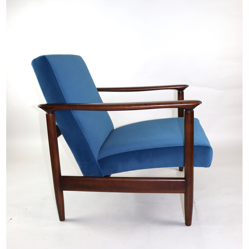 Vintage Blue Marine Armchair by Edmund Homa, 1970s