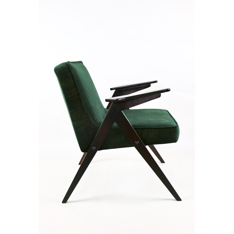 Vintage Green Gold Bunny Armchair by Józef Chierowski, 1970s