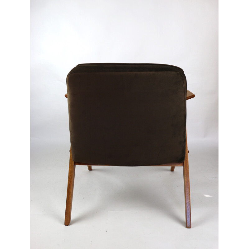 Vintage Brown Velvet Armchair by Józef Chierowski, 1970s