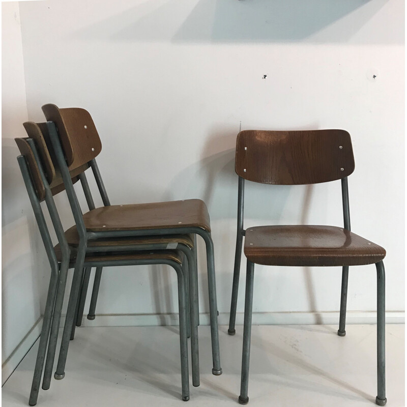 Set of 4 vintage chairs mod.1257 by by Gustav Hassenpflug for Embru 1934