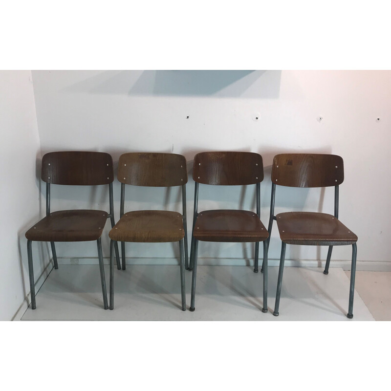 Set of 4 vintage chairs mod.1257 by by Gustav Hassenpflug for Embru 1934